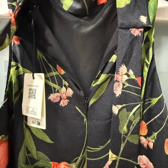Ted Baker NWT size 4 Cowl Neck Black Floral Slip Midi Maxi Dress sleeveless - Picture 7 of 14